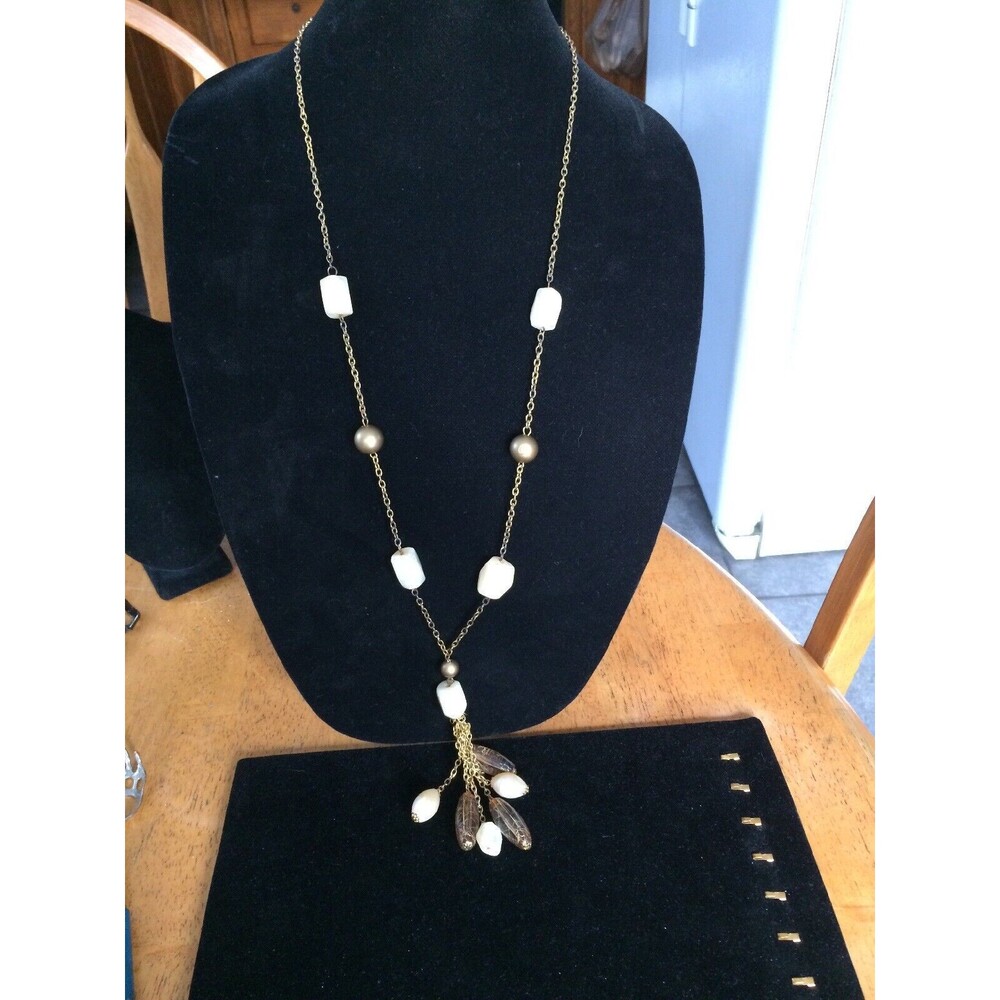 vintage Stone tassel necklace 32 In Long